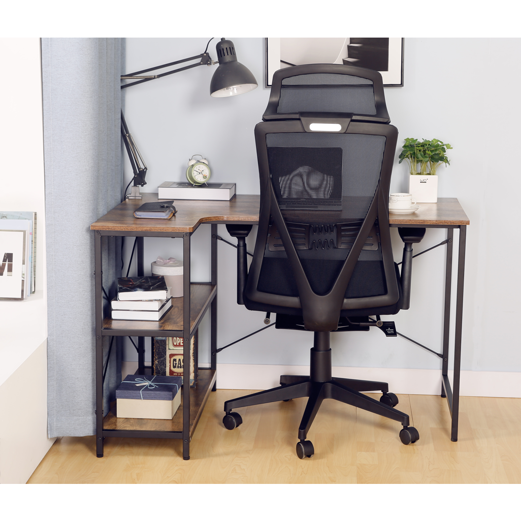 Everfurn Anthony L Shaped Work Desk, Corner Desk,Steel Frame
