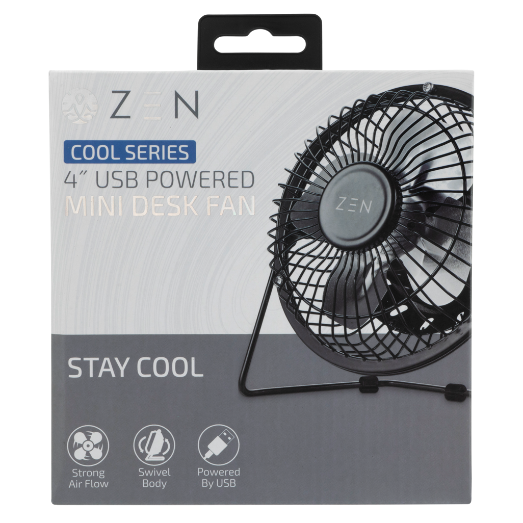 ZEN Cool series 4 inch Mini Desk Fan - Black