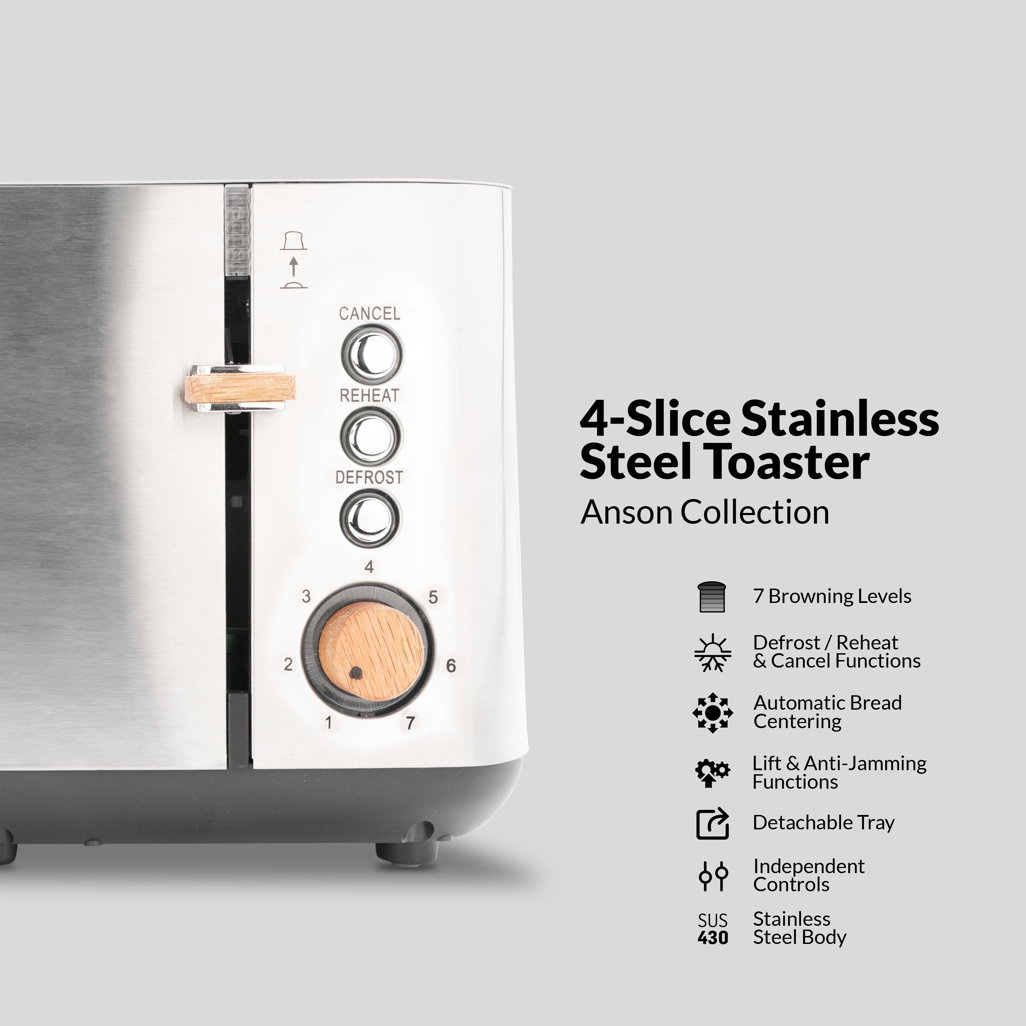 Boden Stark Anson Collection 4 Slice SS Toaster