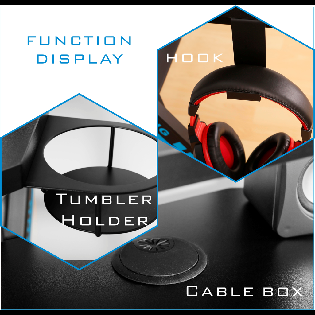 VX Gaming Donahue Gaming Desk Black, Headphone Hook CT-1913L1-BK