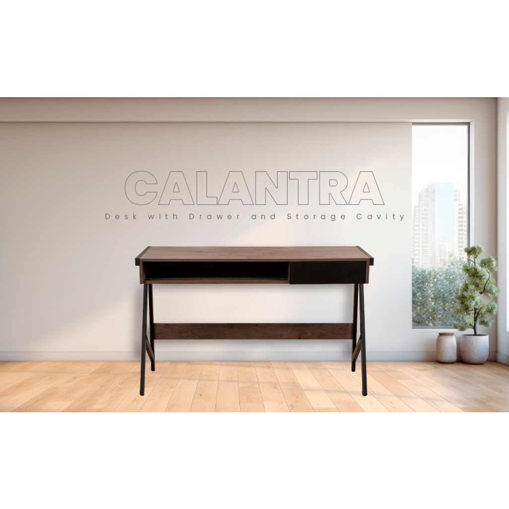 Calantra Office Desk with Drawer and Storage Compartment