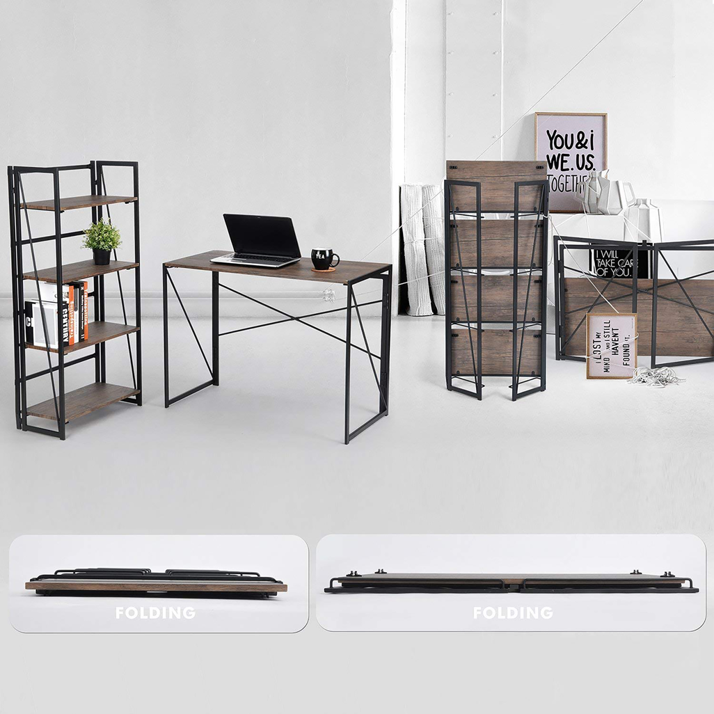 Everfurn SkyBright Folding Desk, No Assembly Required, Office Desk