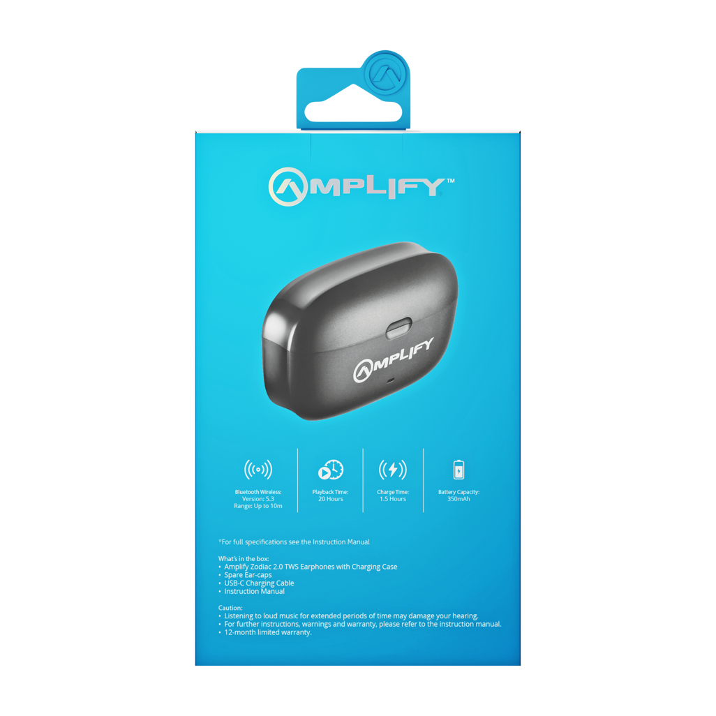 Amplify Zodiac 2.0 Series TWS Earphones - Black SKU: AM-1124-BK[V2]