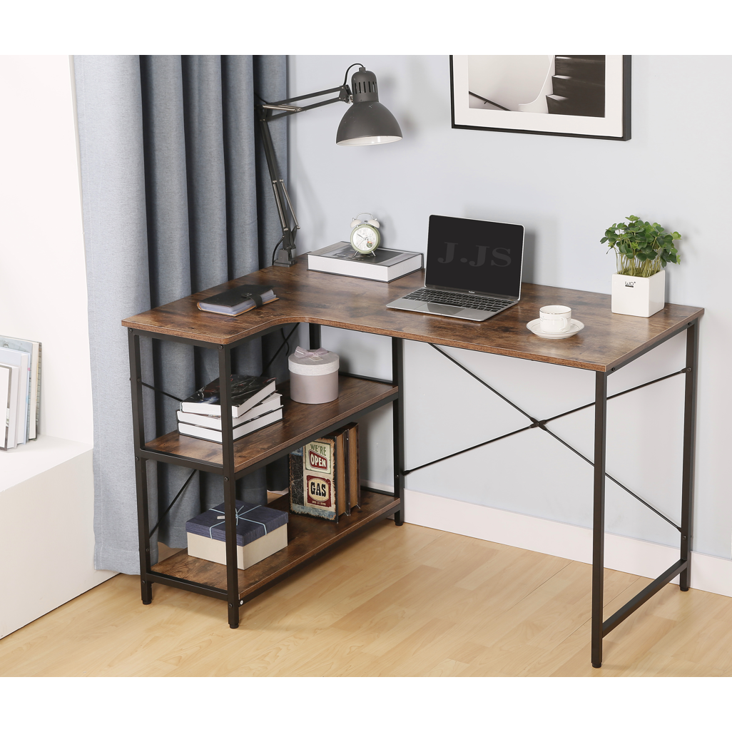 Everfurn Anthony L Shaped Work Desk, Corner Desk,Steel Frame