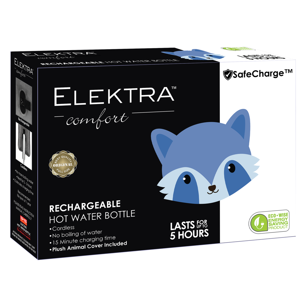 2506 - ELEKTRA HOT WATER BOTTLE BLUE RACCOON