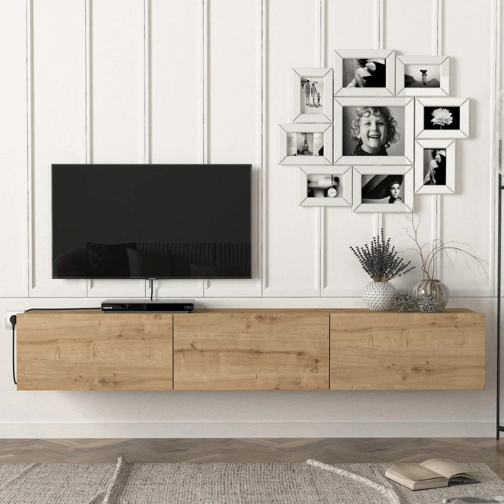 Armoire Damla Floating TV Stand - Light Brown